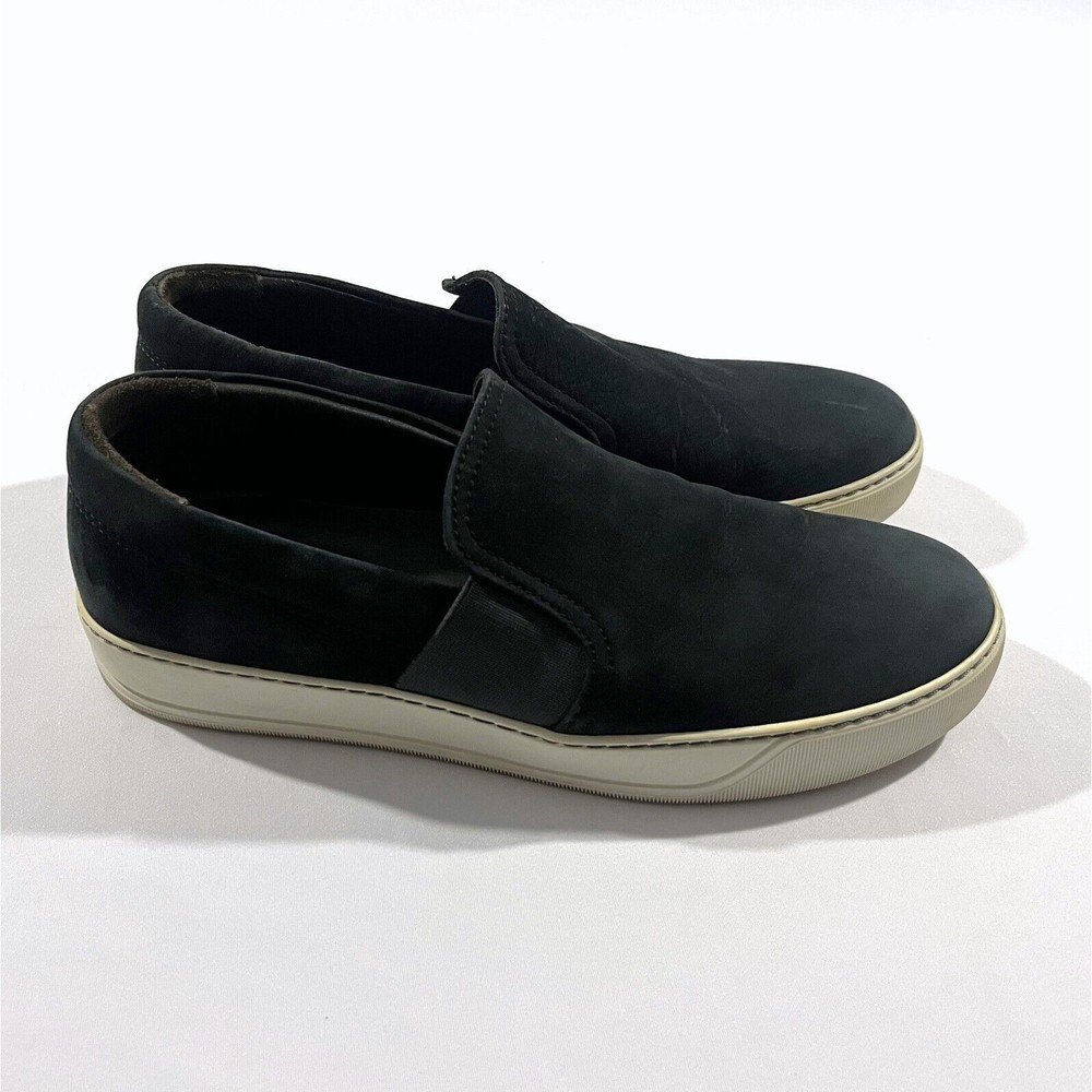 Lanvin Black Slip-On Sneakers with Off-White Sole